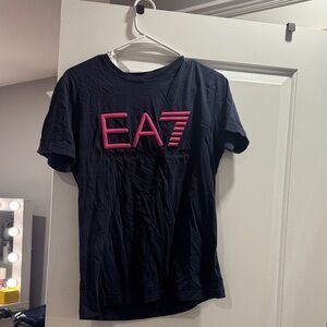 Emporio Armani Black Tee with Pink EA7 Logo